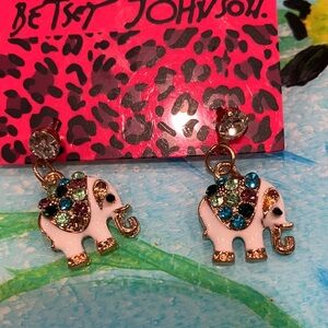 Betsey Johnson Sparkling Elephant Earrings